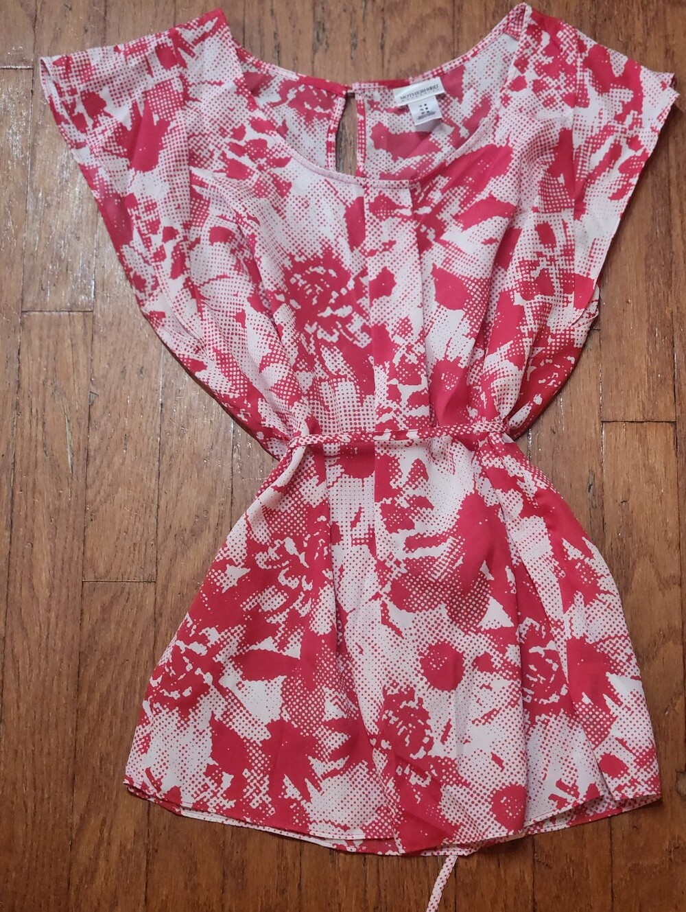 Motherhood Pink and White Floral Tie-Front Blouse
